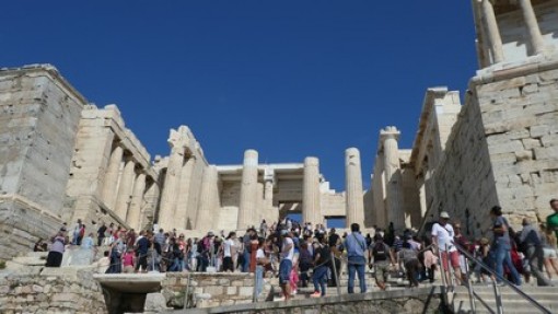De Propylaeën, de zuileningang van de Acropolis.
