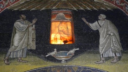 Detail van het mozaïek in de koepel van het mausoleum.